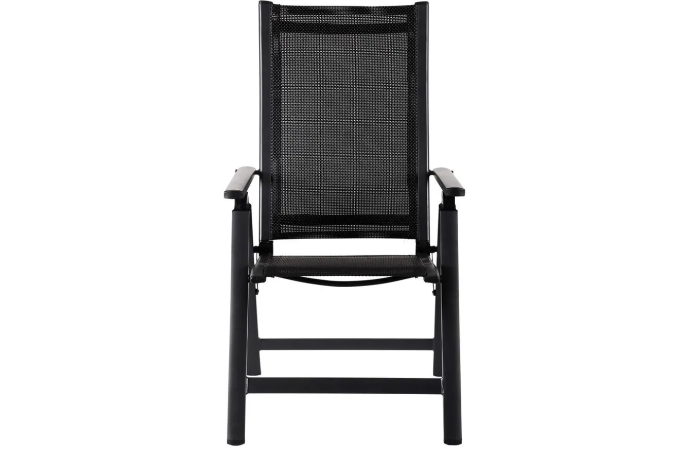 OUTFLEXX Garten-Essgruppe, anthrazit matt, Alu/Spraystone/Textilen, 160 x 95 cm, 4 Klappstühle