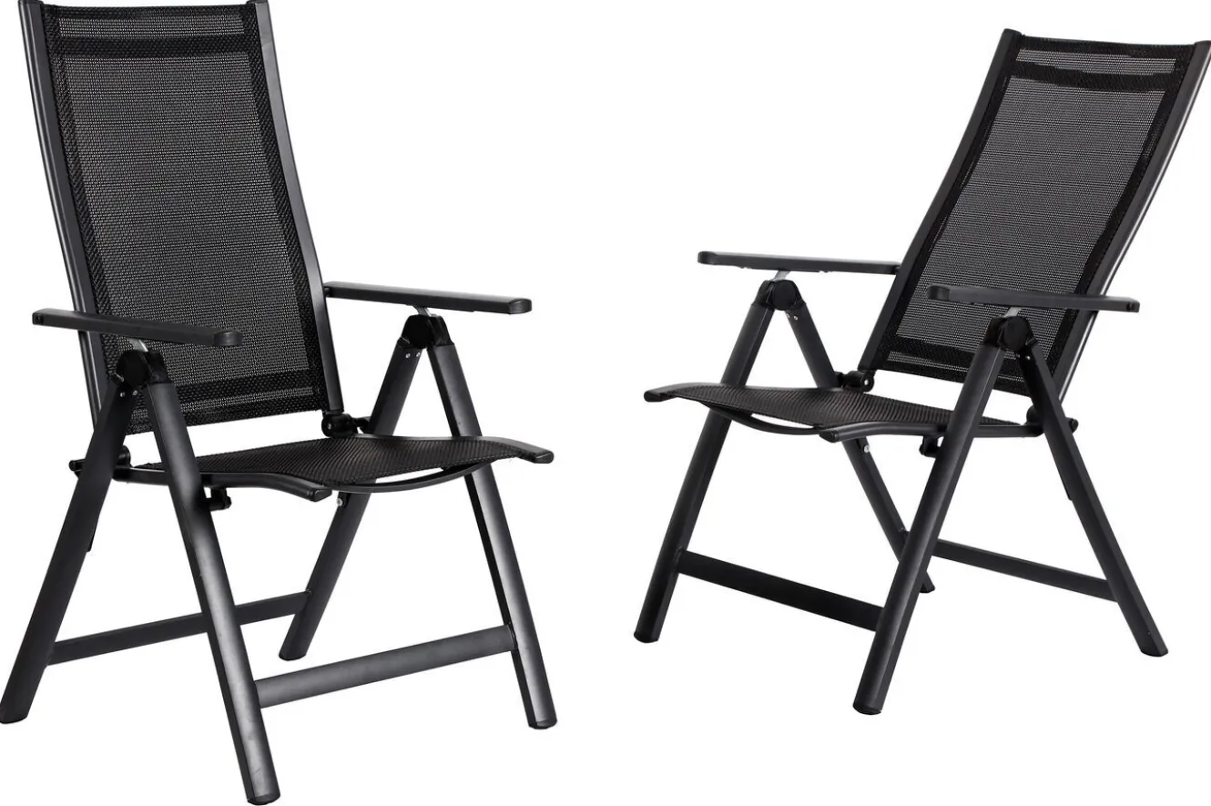 OUTFLEXX Garten-Essgruppe, anthrazit matt, Alu/Spraystone/Textilen, 160 x 95 cm, 4 Klappstühle