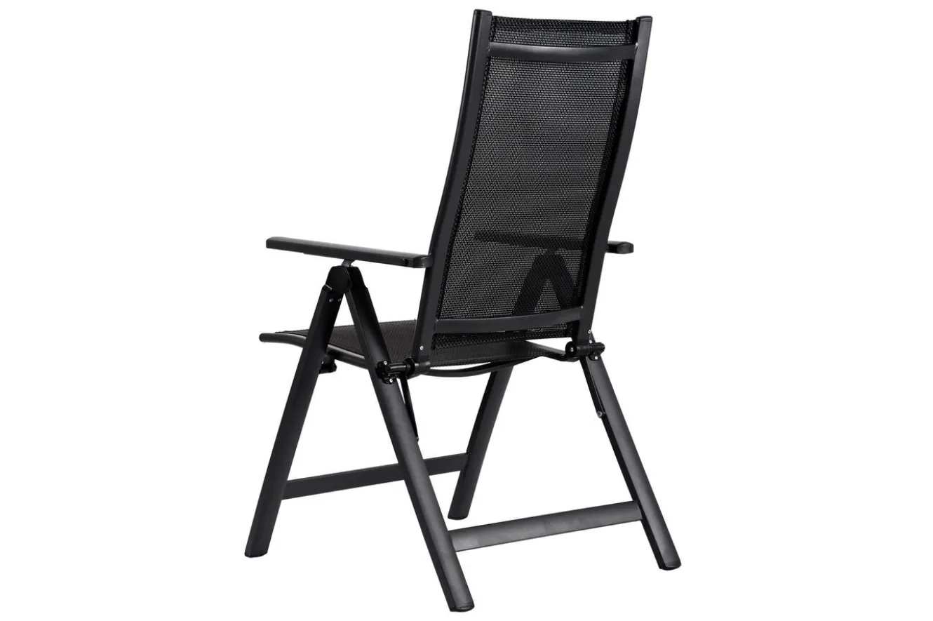 OUTFLEXX Garten-Essgruppe, anthrazit matt, Alu/Spraystone/Textilen, 160 x 95 cm, 4 Klappstühle