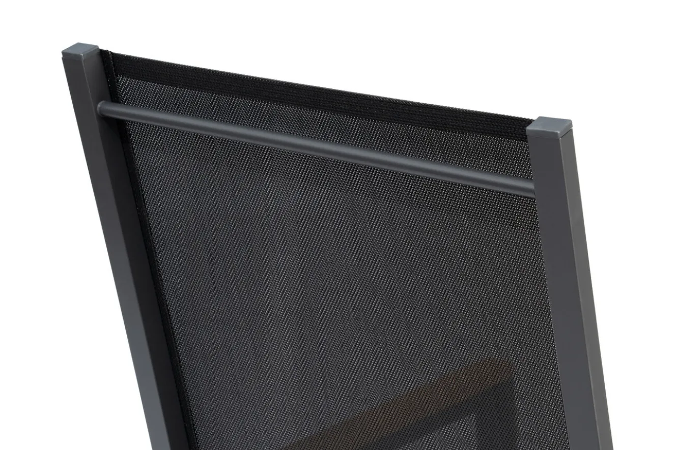 OUTFLEXX Garten-Essgruppe, Anthrazit Matt/Teak, Aluminium/Teakholz/Textilene, Ausziehtisch 200/320 x 100 cm, 8 Stapelsessel