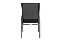 OUTFLEXX Garten-Essgruppe, Anthrazit Matt/Teak, Aluminium/Teakholz/Textilene, Ausziehtisch 200/320 x 100 cm, 8 Stapelsessel