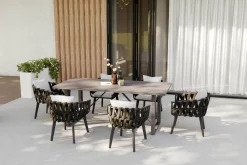 OUTFLEXX Garten-Essgruppe, anthrazit, Aluminium/Glaskeramik, Tisch, 6 Sessel