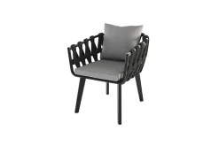 OUTFLEXX Garten-Essgruppe, anthrazit, Aluminium/Glaskeramik, Tisch, 6 Sessel