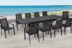 OUTFLEXX Garten-Essgruppe, anthrazit, Alu / Keramik / Textil, 180/280x100cm, 10 Stapelsessel