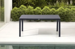 OUTFLEXX Garten-Essgruppe, anthrazit matt, Alu/Spraystone/Textilen, 160 x 95 cm, 4 Stapelsessel, 2 Klappstühle