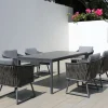 OUTFLEXX Garten-Essgruppe, anthrazit, Alu, Ausziehtisch 180/270x100 cm, 6 Sessel