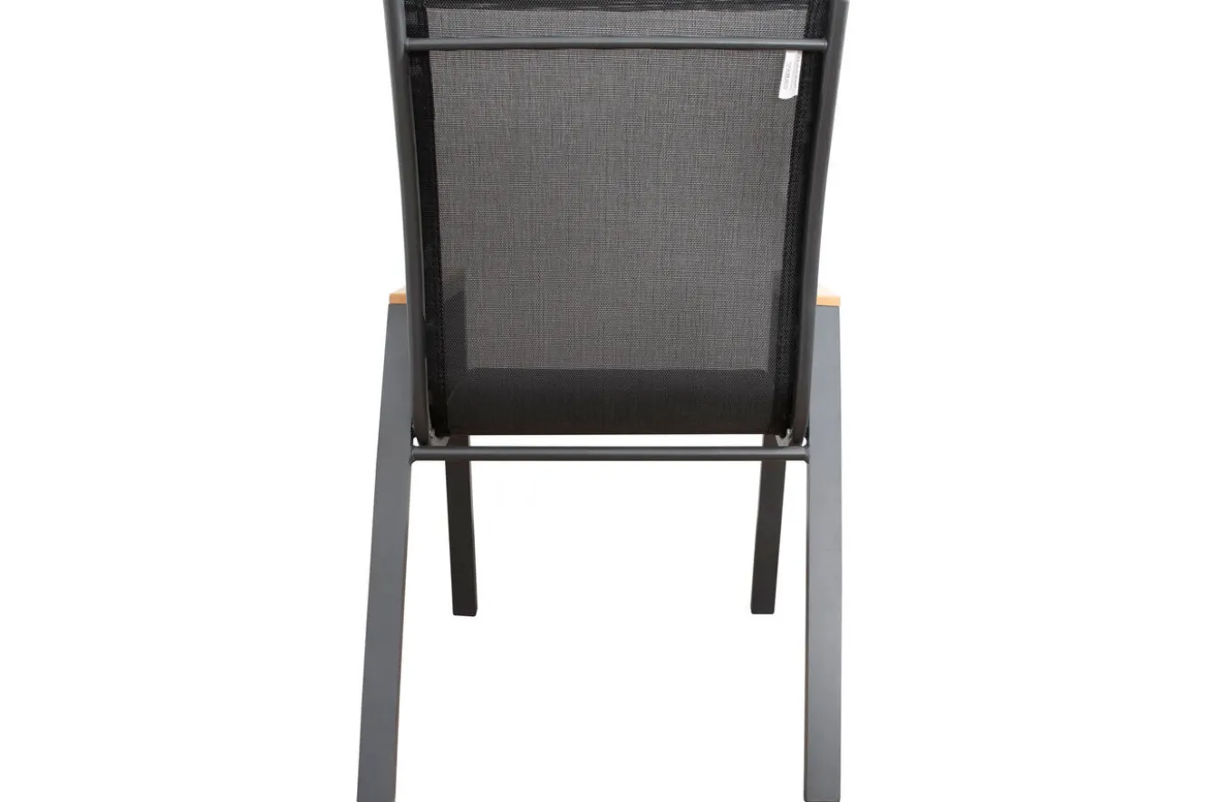 OUTFLEXX Garten-Essgruppe, anthrazit matt/grau/schwarz, Alu/Spraystone/Textilen, 160 x 95 cm, 4 Stapelstühle, 2 Klappstühle