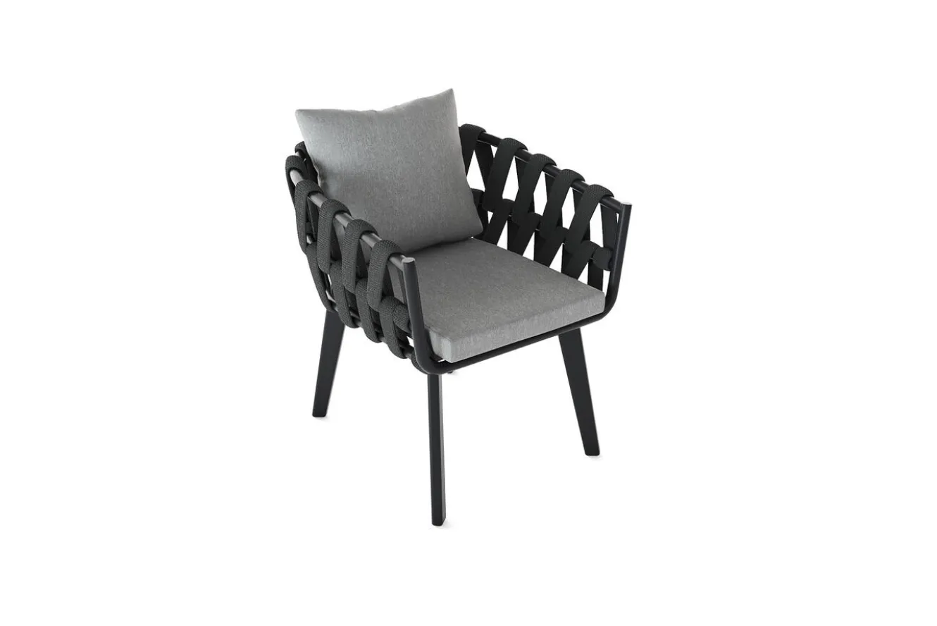 OUTFLEXX Garten-Essgruppe, anthrazit, Aluminium/Glaskeramik, Ausziehtisch, 6 Sessel