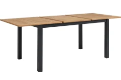 OUTFLEXX Garten-Essgruppe, anthrazit matt, Alu/Teak/Textilene, Tisch 150/210 x 90 cm, 6 Stapelsessel