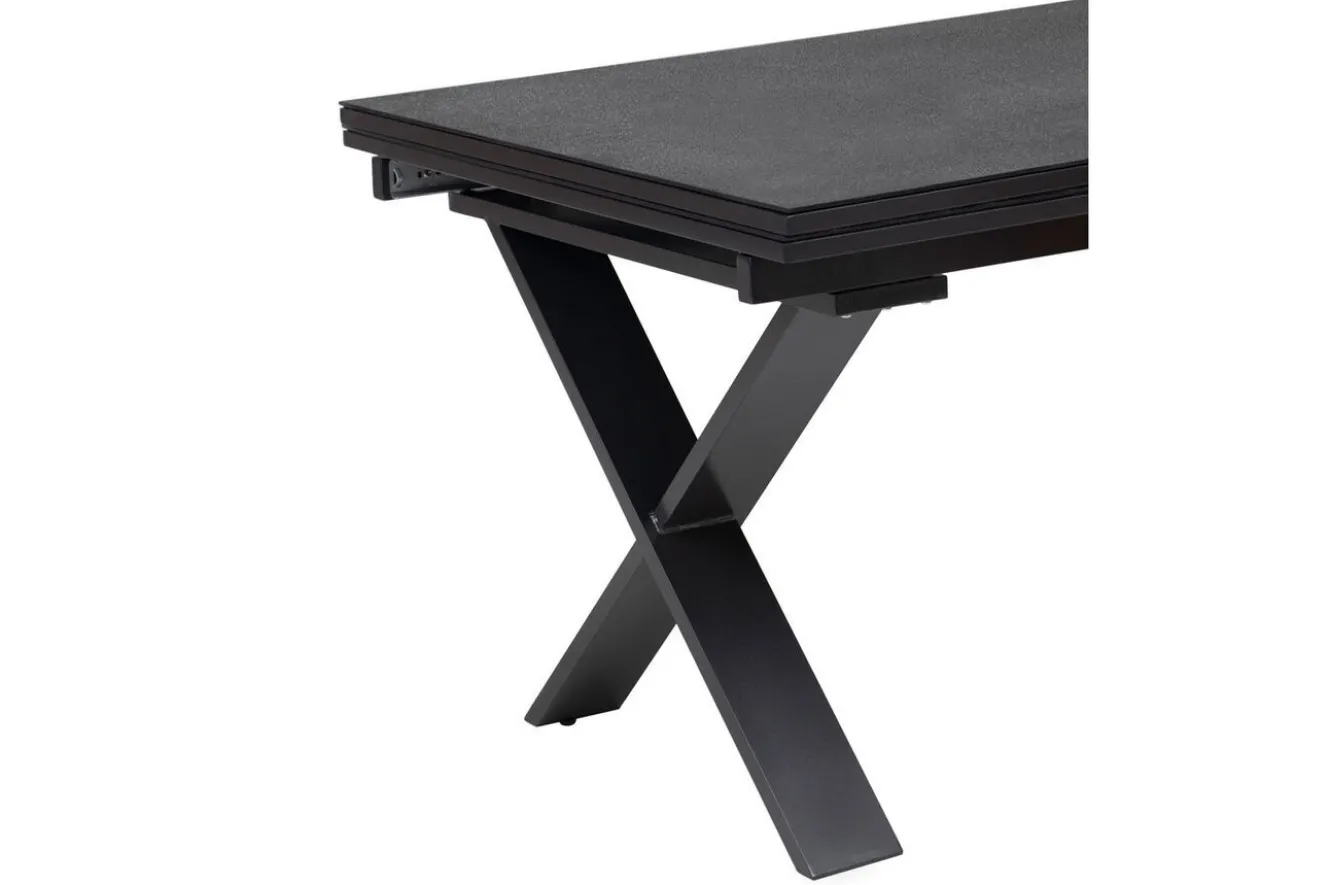 OUTFLEXX Garten-Essgruppe, anthrazit, Alu / Keramik / Textil, 180/280x100cm, 6 Stapelsessel