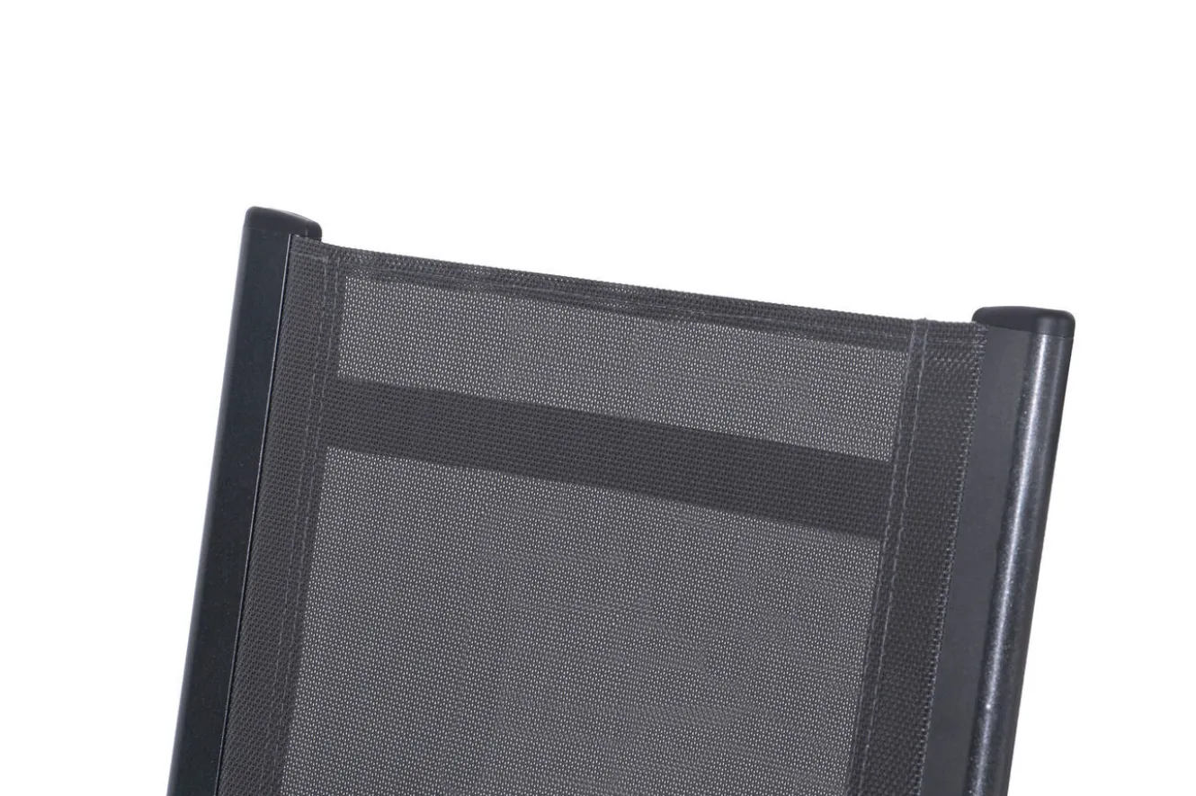 OUTFLEXX Garten-Essgruppe, anthrazit, Alu / Keramik / Textil, 180/280x100cm, 6 Stapelsessel