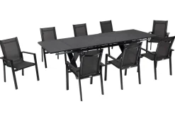 OUTFLEXX Garten-Essgruppe, anthrazit, Alu / Keramik / Textil, 180/280x100cm, 8 Stapelsessel