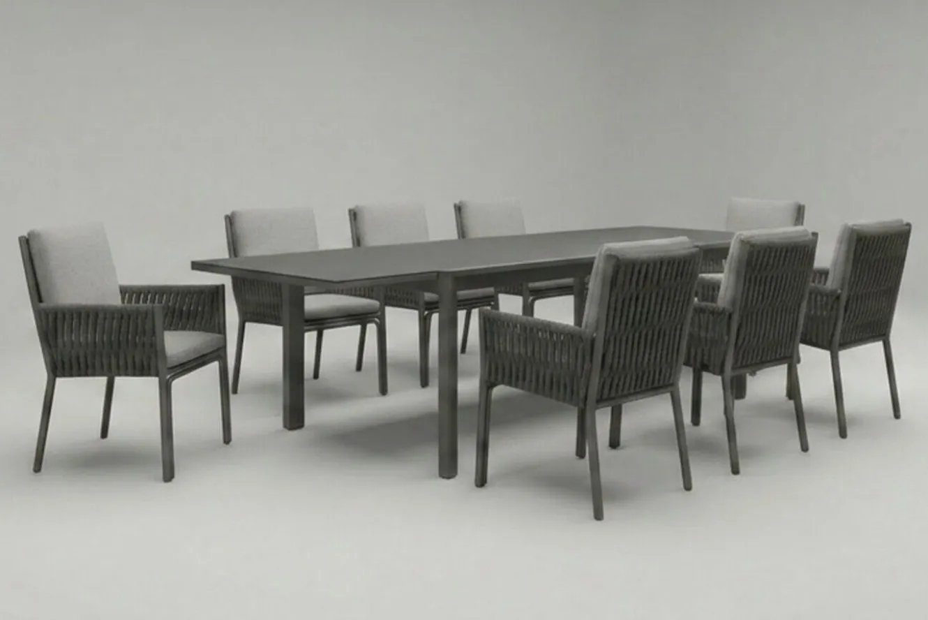 OUTFLEXX Garten-Essgruppe, anthrazit, Aluminium, Tisch 180/270x100 cm, 8 Sessel