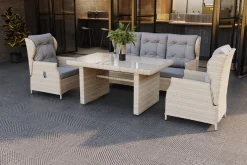 OUTFLEXX Garten-Essgruppe, beige meliert, Aluminium/Polyrattan, langlebiges Material