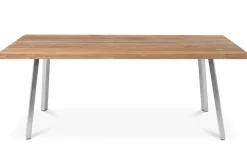 OUTFLEXX Garten-Essgruppe, Edelstahl/recyceltes Teak, Tisch 220x100 cm, 8 Hochlehner- Diningsessel, A-Gestell, FSC®-zertifiziertes Produkt