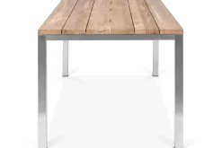 OUTFLEXX Garten-Essgruppe, Edelstahl/recyceltes Teak, Tisch 180x90 cm, 2 Bänke, FSC®-zertifiziertes Produkt