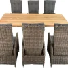 OUTFLEXX Garten-Essgruppe, Edelstahl/recyceltes Teak, Tisch 220x100 cm, 6 Hochlehner- Diningsessel, A-Gestell, FSC®-zertifiziertes Produkt