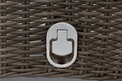 OUTFLEXX Garten-Essgruppe, Edelstahl/recyceltes Teak, Tisch 220x100 cm, 6 Hochlehner- Diningsessel, A-Gestell, FSC®-zertifiziertes Produkt