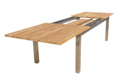 OUTFLEXX Garten-Essgruppe, Edelstahl/Teak, 220/340 x 100 cm, 6 Freischwinger, silber, Tischplattedicke 3cm, FSC®-zertifiziertes Produkt