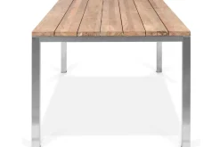 OUTFLEXX Garten-Essgruppe, Edelstahl / Teak, Tisch 200 x 100 cm, 6 Klappstühle, schwarz