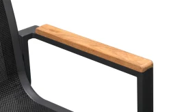 OUTFLEXX Garten-Essgruppe für 6 Pesonen, anthrazit matt, Alu/Textilene, Tisch 180/240 x 100 cm, stapelbare Sessel, FSC®-zertifizertes Produkt