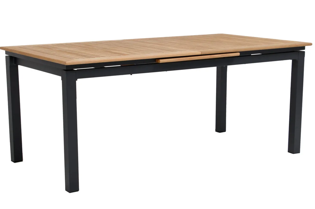 OUTFLEXX Garten-Essgruppe für 6 Pesonen, anthrazit matt, Alu/Textilene, Tisch 180/240 x 100 cm, stapelbare Sessel, FSC®-zertifizertes Produkt