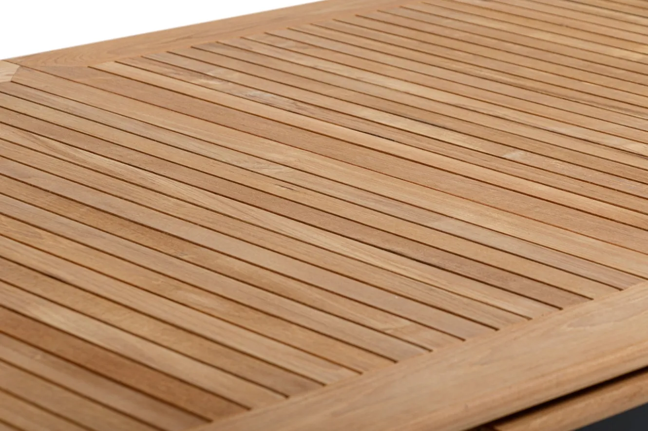 OUTFLEXX Garten-Essgruppe für 6 Pesonen, anthrazit matt, Alu/Textilene, Tisch 180/240 x 100 cm, stapelbare Sessel, FSC®-zertifizertes Produkt