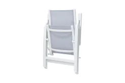 OUTFLEXX Garten-Essgruppe für 8 Personen, weiß/hellgrau, Alu/Sicherheitsglas, Tisch ausziehbar, Stühle klappbar