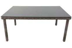 OUTFLEXX Garten-Essgruppe, grau, Polyrattan, Tisch 180x120cm, Spraystone, 8mm, 6 Dining Sessel, verstellbar