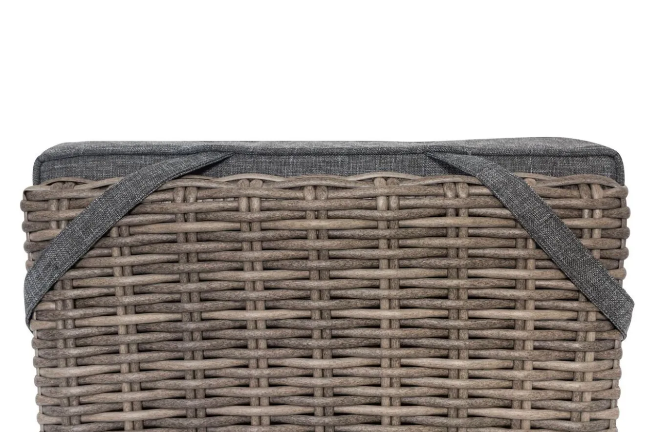 OUTFLEXX Garten-Essgruppe, grau, Polyrattan, Tisch 180x120cm, Spraystone, 8mm, 6 Dining Sessel, verstellbar