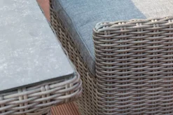 OUTFLEXX Garten-Essgruppe, grau, Polyrattan, Tisch 180x120cm, Spraystone, 8mm, 6 Dining Sessel, verstellbar