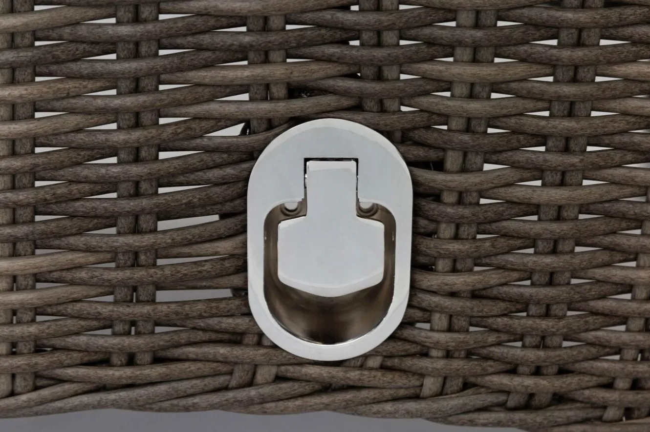 OUTFLEXX Garten-Essgruppe, grau, Polyrattan, Tisch 180x120cm, Spraystone, 8mm, 6 Dining Sessel, verstellbar