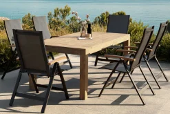 OUTFLEXX Garten-Essgruppe mit 6 Sesseln, anthrazit/natur, Alu/Akazie, klappbar, witterungsbeständig, FSC®-zertifiziertes Produkt