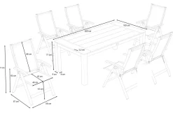 OUTFLEXX Garten-Essgruppe mit 6 Sesseln, anthrazit/natur, Alu/Akazie, klappbar, witterungsbeständig, FSC®-zertifiziertes Produkt