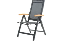 OUTFLEXX Garten-Essgruppe mit 6 Sesseln, anthrazit/natur, Alu/Akazie, klappbar, witterungsbeständig, FSC®-zertifiziertes Produkt