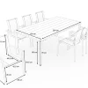 OUTFLEXX Garten-Essgruppe mit 6 Sesseln, silber/anthrazit, Edelstahl/Textilene, stapelbar, schmutzabweisend, pflegeleicht