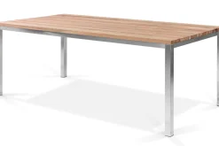 OUTFLEXX Garten-Essgruppe mit 6 Sesseln, silber/anthrazit, Edelstahl/Textilene, stapelbar, schmutzabweisend, pflegeleicht