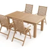 OUTFLEXX Garten-Essgruppe, natur, Akazie, Ausziehtisch 180/220/260 x 100 cm, 4 Klappstühle, FSC®-zertifiziertes Produkt