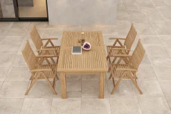 OUTFLEXX Garten-Essgruppe, natur, Akazie, Ausziehtisch 180/220/260 x 100 cm, 4 Klappstühle, FSC®-zertifiziertes Produkt