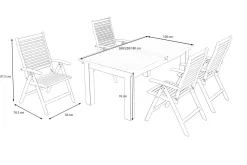 OUTFLEXX Garten-Essgruppe, natur, Akazie, Ausziehtisch 180/220/260 x 100 cm, 4 Klappstühle, FSC®-zertifiziertes Produkt