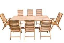 OUTFLEXX Garten-Essgruppe, natur, Akazie, Ausziehtisch 150/200 x 90 cm, 8 Klappstühle, klappbar, FSC®-zertifiziertes Produkt