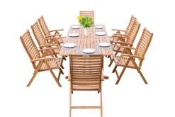 OUTFLEXX Garten-Essgruppe, natur, Akazie, Ausziehtisch 150/200 x 90 cm, 8 Klappstühle, klappbar, FSC®-zertifiziertes Produkt