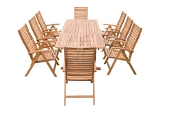OUTFLEXX Garten-Essgruppe, natur, Akazie, Ausziehtisch 150/200 x 90 cm, 8 Klappstühle, klappbar, FSC®-zertifiziertes Produkt