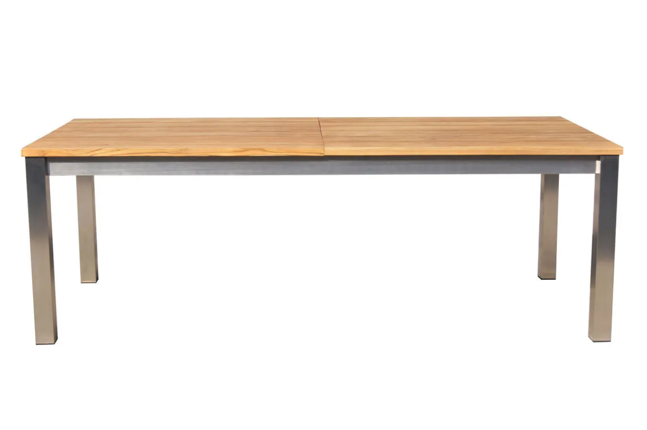 OUTFLEXX Garten-Essgruppe, natur/anthrazit, Edelstahl/Textilene/Teakholz, Ausziehtisch 220/340x100cm, 6 Diningsessel, FSC®-zertifiziertes Produkt