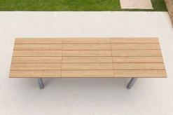OUTFLEXX Garten-Essgruppe, natur/anthrazit, Edelstahl/Textilene/Teakholz, Ausziehtisch 220/340x100cm, 6 Diningsessel, FSC®-zertifiziertes Produkt
