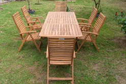 OUTFLEXX Garten-Essgruppe, natur, Akazie, Ausziehtisch 150/200 x 90 cm, 6 Klappstühle, klappbar, FSC®-zertifiziertes Produkt