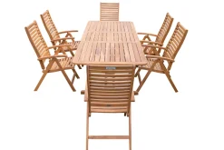 OUTFLEXX Garten-Essgruppe, natur, Akazie, Ausziehtisch 150/200 x 90 cm, 6 Klappstühle, klappbar, FSC®-zertifiziertes Produkt