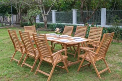 OUTFLEXX Garten-Essgruppe, natur, Akazie, Ausziehtisch 180/240 x 100 cm, 8 Klappstühle, klappbar, FSC®-zertifiziertes Produkt