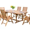 OUTFLEXX Garten-Essgruppe, natur, Akazie, Ausziehtisch 180/240 x 100 cm, 6 Klappstühle, klappbar, FSC®-zertifiziertes Produkt