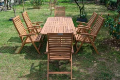 OUTFLEXX Garten-Essgruppe, natur, Akazie, Ausziehtisch 180/240 x 100 cm, 6 Klappstühle, klappbar, FSC®-zertifiziertes Produkt